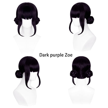 Anime Kpop Caçadores de Demônios? Zoe Cosplay Peruca Sintética Preta Roxo Escuro Halloween Carnaval Festa Diária Peruca 2D de Alta Qualidade