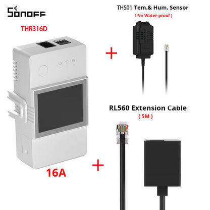 SONOFF TH Elite 16A 20A Wifi Interruptor Inteligente de Monitoramento de Temperatura e Umidade THS01 DS18b20 Sensor Casa Inteligente Via eWelink Alexa