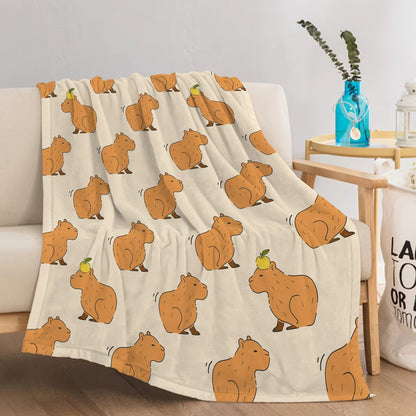 Trembling Capybara Printed Throw Blanket Plush Fluffy Flannel Fleece Soft For Sofa Couch Bed