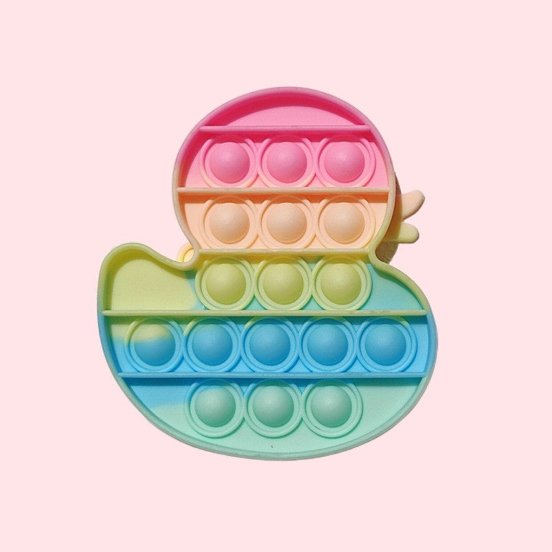 1-5PCS Rainbow Silicone Decompression Toys Cute Styles Bubble Finger Game Stress Relief Squeeze Sensory Toys Fun Party Favors