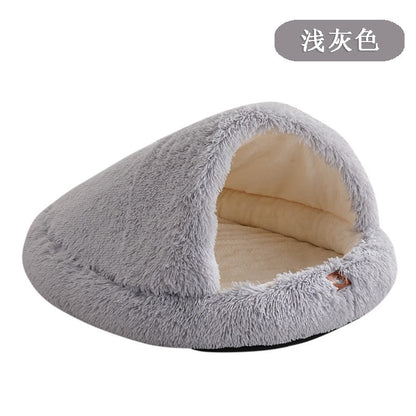 Cama Quente de Inverno para Gatos e Cães em Formato Fechado, Ninho para Gatos, Cama para Cães