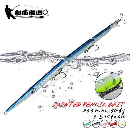 Isca Artificial Hunthouse Articulada Lápis 3 Seções 255mm/30.6g Agulha Sinking Swimbait para Anchova Robalo Material de Pesca