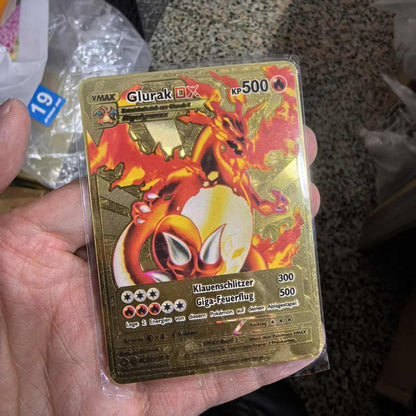Pokémon Metal Cards em alemão Terastal Pikachu Arceus Charizard DIY Trading Flash Card Anime Cartoon Gift