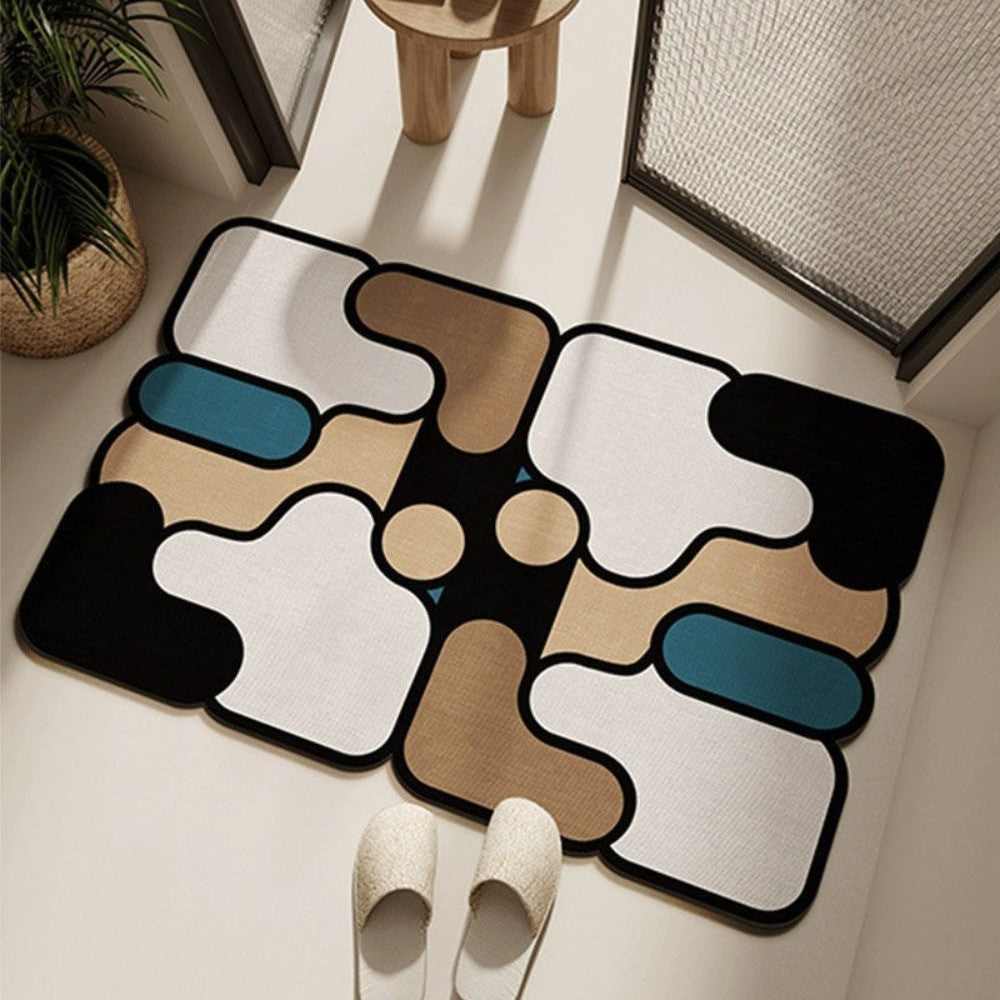 Diatomaceous Earth Bath Mat Fast Drying Absorbent Non Slip Floor Mat for Bathroom Toilet Easy Clean Home Decor Puzzle Design