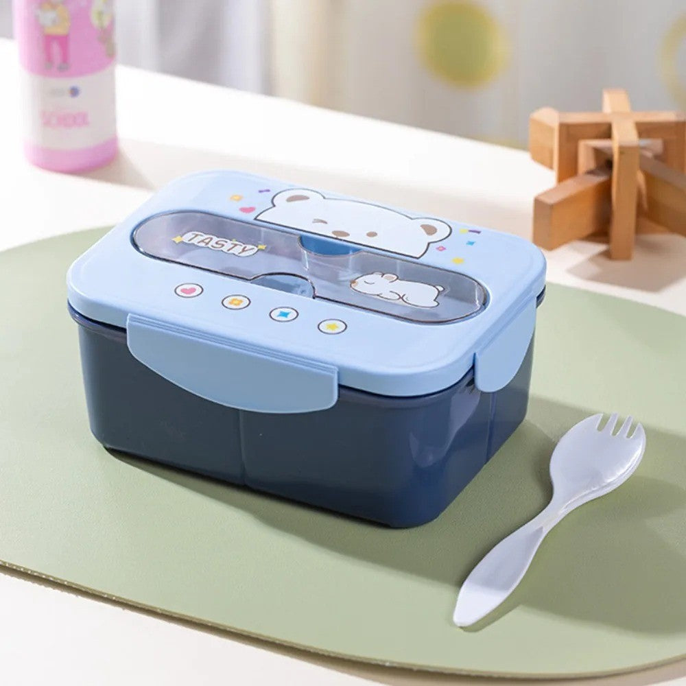 Conjunto de Copo Lancheira Infantil de Plástico Portátil 1200ML com Garfo e Lancheira Infantil com Copo de Água, Recipiente para Armazenamento de Alimentos