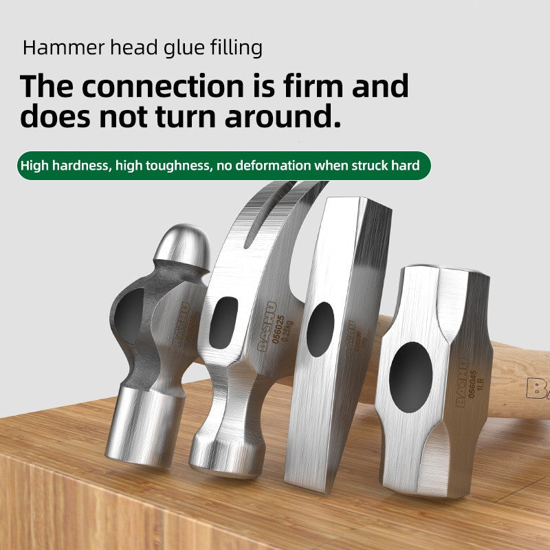 BAIHU Mini Hammer High Carbon Steel Hammer Solid Wood Short Handle Octagonal or Round Head Hammer Small Manual Hardware Tool