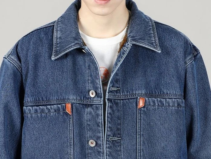 Jeans Coat for Men Padded Wool Denim Jackets Man with Sheep Wide Sleeves Black Warm Padding Original Cowboy New in Big Size G L