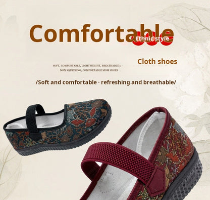 2025 New Women's cloth Shoes Soft soled comfort grandma footwear Casual lightweight lazy flats Ladies breathable non slip shoes