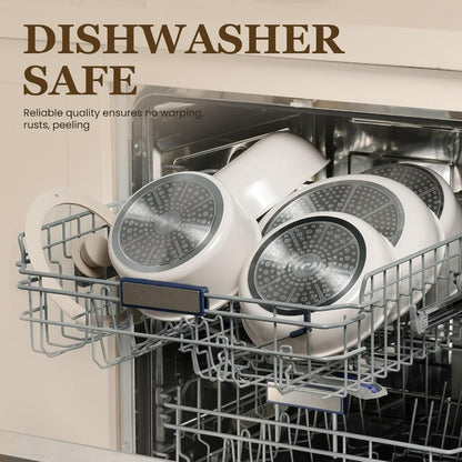 Ceramic Cookware Set, 22 Pcs Nonstick Pots and Pans Set with Detachable Handles, Non Toxic Kitchen Cooking Set with Removable Ha