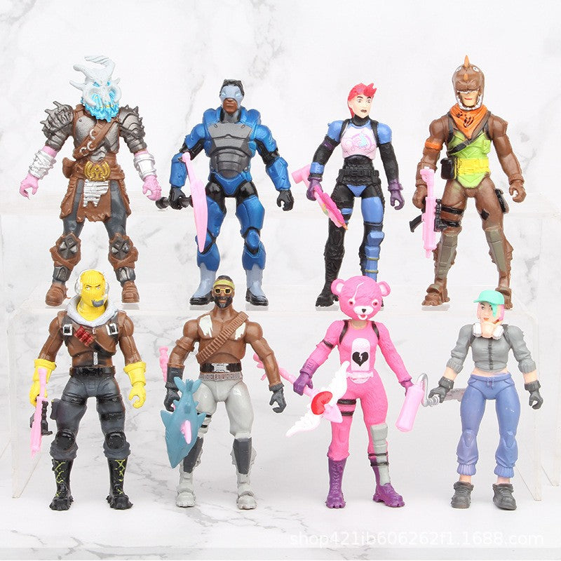 8 pçs/conjunto Fortnite Pvc Action Figure Modelo GK Jogo Fornite Brinquedo Colecionável Boneca com Arma Presente de Aniversário Infantil Natal