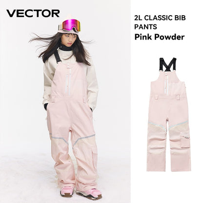 VECTOR Thick Men Women Ski Pants Straight Overalls Jumpsuit Skiing Bib Waterproof Winter Warm Windproof Outdoor Sports Snowboard
