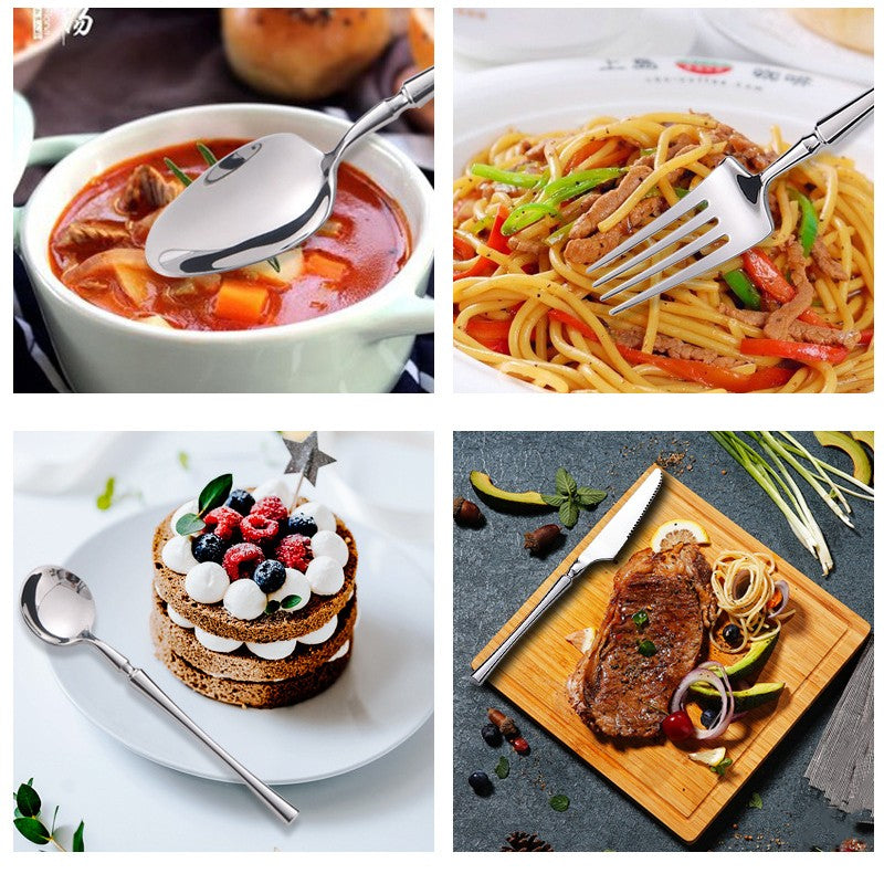 AJOYOUS Conjunto de Talheres Aço Inoxidável Polido Luxuoso Garfo Sobremesa Colher de Chá Faca Utensílios de Jantar Cozinha
