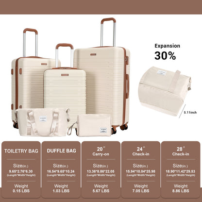 Conjuntos de Malas com 3 Peças e Rodas Duplas Giratórias, Conjunto de Malas de Viagem Rígidas em ABS com Trava TSA