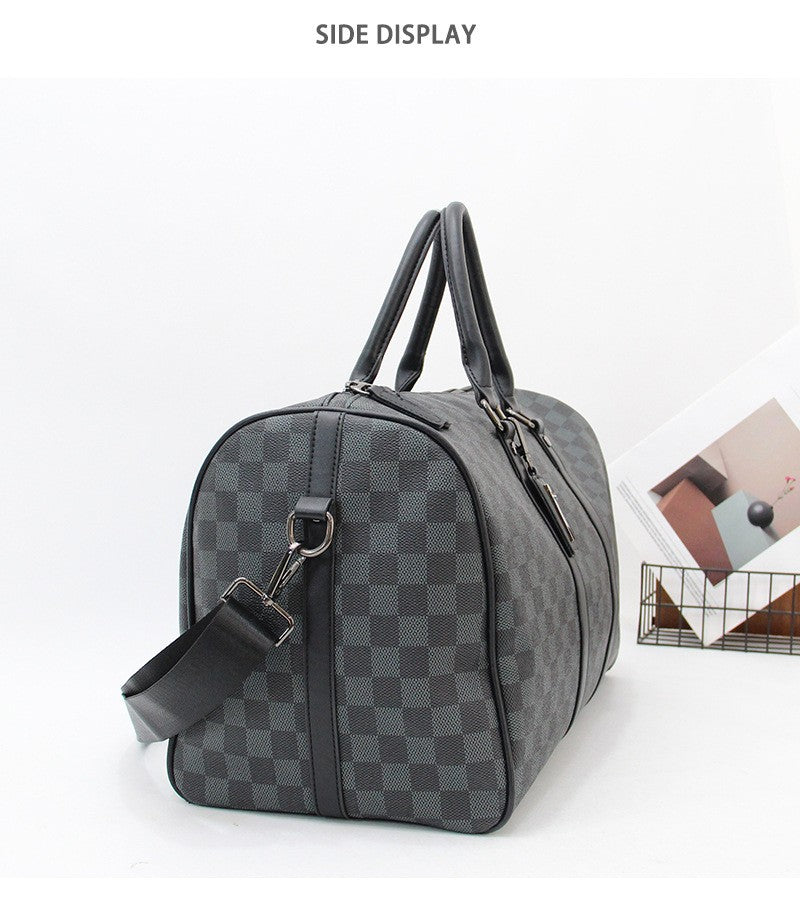Para homem multifuncional resistente ao desgaste à prova d'água viagem grande capacidade negócios moda xadrez bagagem de mão bolsa de ombro
