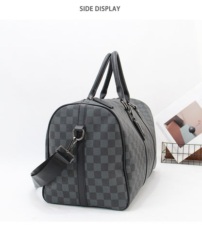 Para homem multifuncional resistente ao desgaste à prova d'água viagem grande capacidade negócios moda xadrez bagagem de mão bolsa de ombro