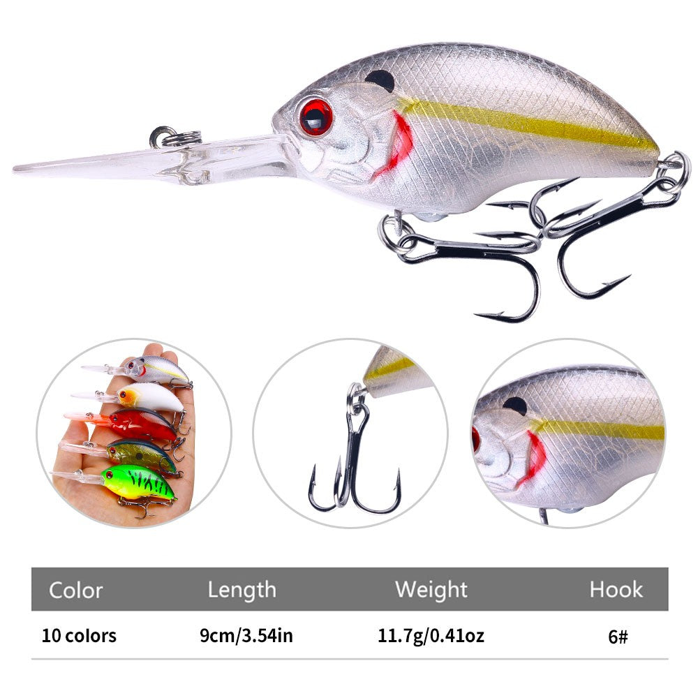 HENGJIA 13G 9CM Iscas de Pesca Rock Crank Bait Crankbait Minnow Baixo Anzóis Triplos Isca Dura Wobbler Língua Longa e Grande
