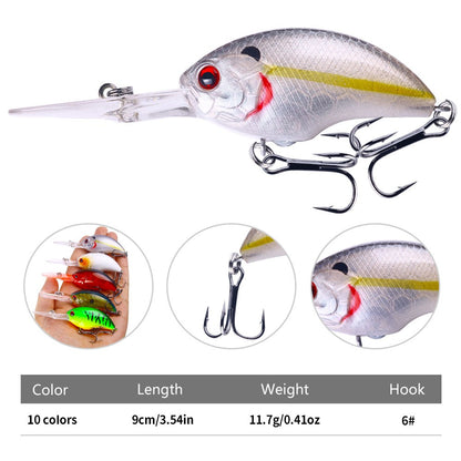 HENGJIA 13G 9CM Iscas de Pesca Rock Crank Bait Crankbait Minnow Baixo Anzóis Triplos Isca Dura Wobbler Língua Longa e Grande