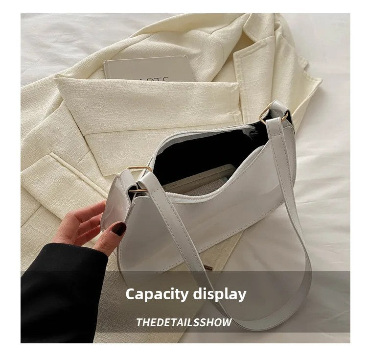 Women's Patent Leather Handbag Versatile Fashion Shoulder Casual Commuting Bags Girl Brand Designer Zipper Handbag Korean 2025