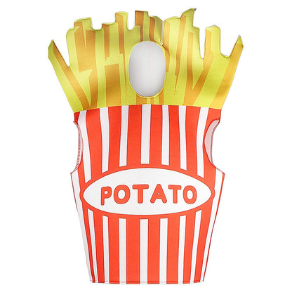 Adult Funny 3D Print Hot Dog Costume Halloween Food Sausage Pizza Burger French Fries Cosplay One-Piece Costume Party Jumpsuit