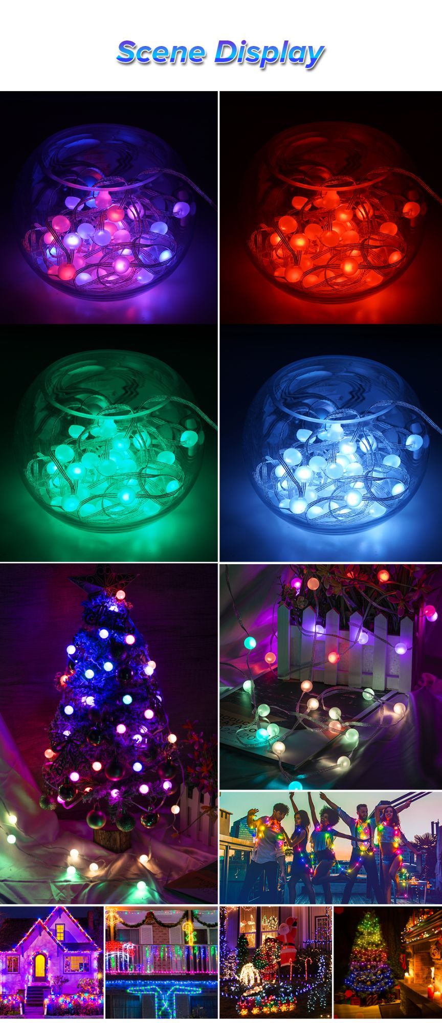 USB Christmas Lights String 5m 10m Bluetooth Music APP Remote DC5V WS2812B Party Wedding Garden Backyard Star Rugby Strawberries