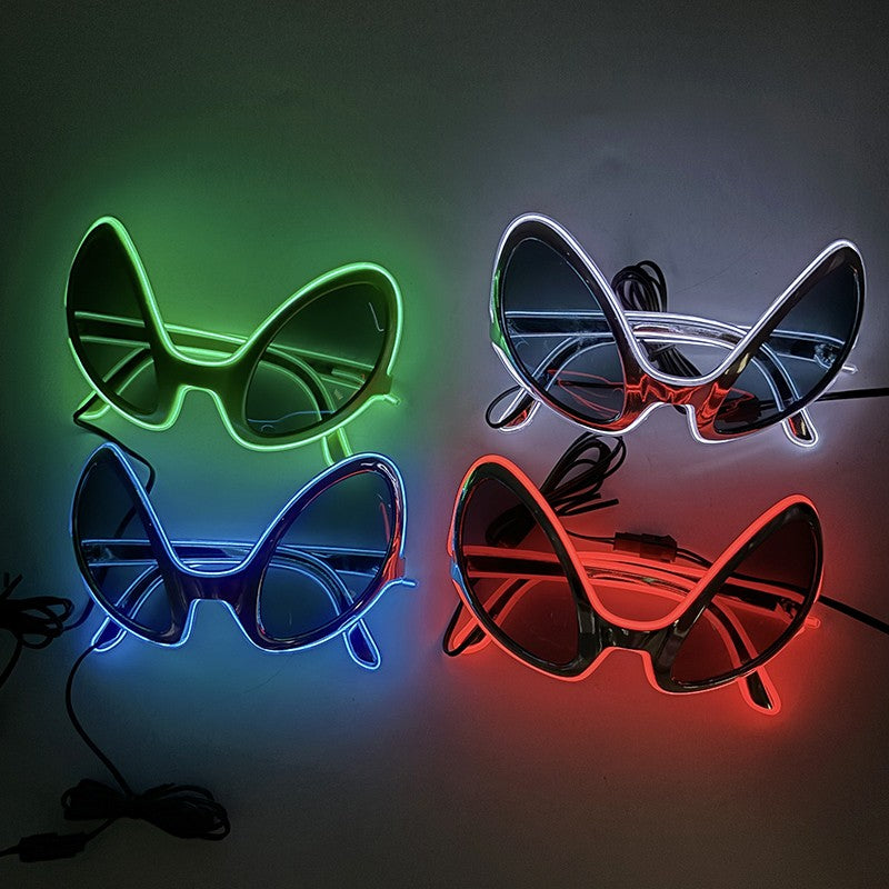Led Glasses NightClub Masquerade Concert Club Neon Accessories Cool Vogue Flashing LED Futuristic Glasses Men Metal Cool Glasses
