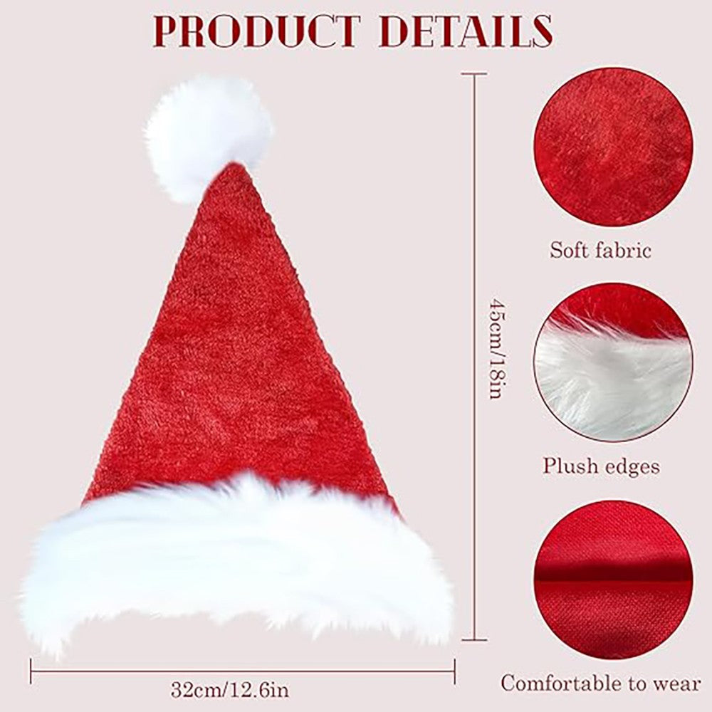Red Fluffy Christmas Santa Hat Adult Kid Santa Hat Ornaments Xmas Home Birthday Party Near Year Festive Baby Shower Holiday Gift