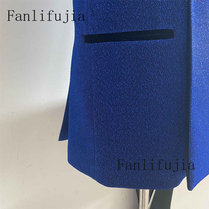 Fanlifujia Luxury Red Glitter Suits Men Groom Wedding Tuxedo Double Breasted Blazer Formal Evening Party Prom Dress 2 Pieces Set