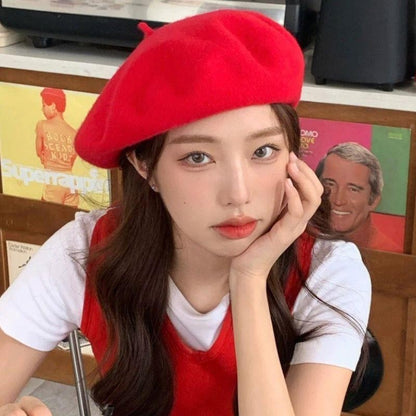 Boina Quente Multicolorida de Lã Grossa Inverno Outono Artista Retrô Francesa Lisa Chapéu de Pintor Para Mulheres Meninas Gorros Quentes Para Caminhada ao Ar Livre