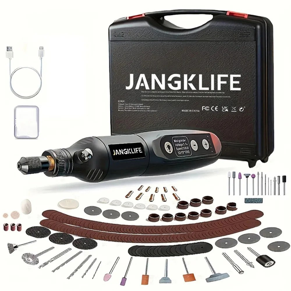 Mini Kit de Ferramentas Rotativas sem Fio, Caneta de Polimento Elétrica com 5 Velocidades e Múltiplos Acessórios Multifuncionais, Ferramenta Elétrica Recarregável USB
