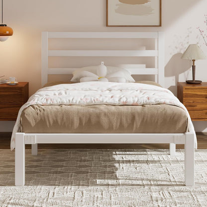 Twin Size Bed Frame, Metal Platform Bed Frame with Headboard, Mattress Foundation with Spacious Underbed Storage, No Box Spring