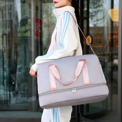 Large Capacity Travel Duffel Bag Oxford Gym Fitness Bag with Wet/Dry Zones & Shoes Compartment for Outdoor Trips Sport Bag