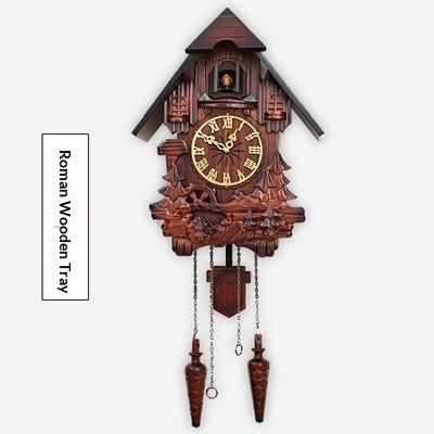 Wall Clock Hand Carved Solid Wood Cuckoo Musical Pendulum Silent Kids Room Home Decor Living Room Bedroom Clock Modern Design