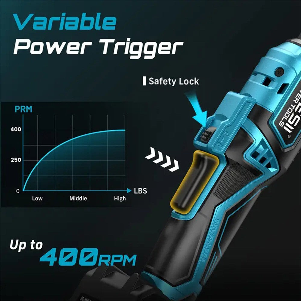 Chave Elétrica Sem Fio Seesii 3/8" 21V 80Nm 6,3'' Chave Catraca Elétrica Estendida Recarregável Ferramentas para Reparo Automotivo
