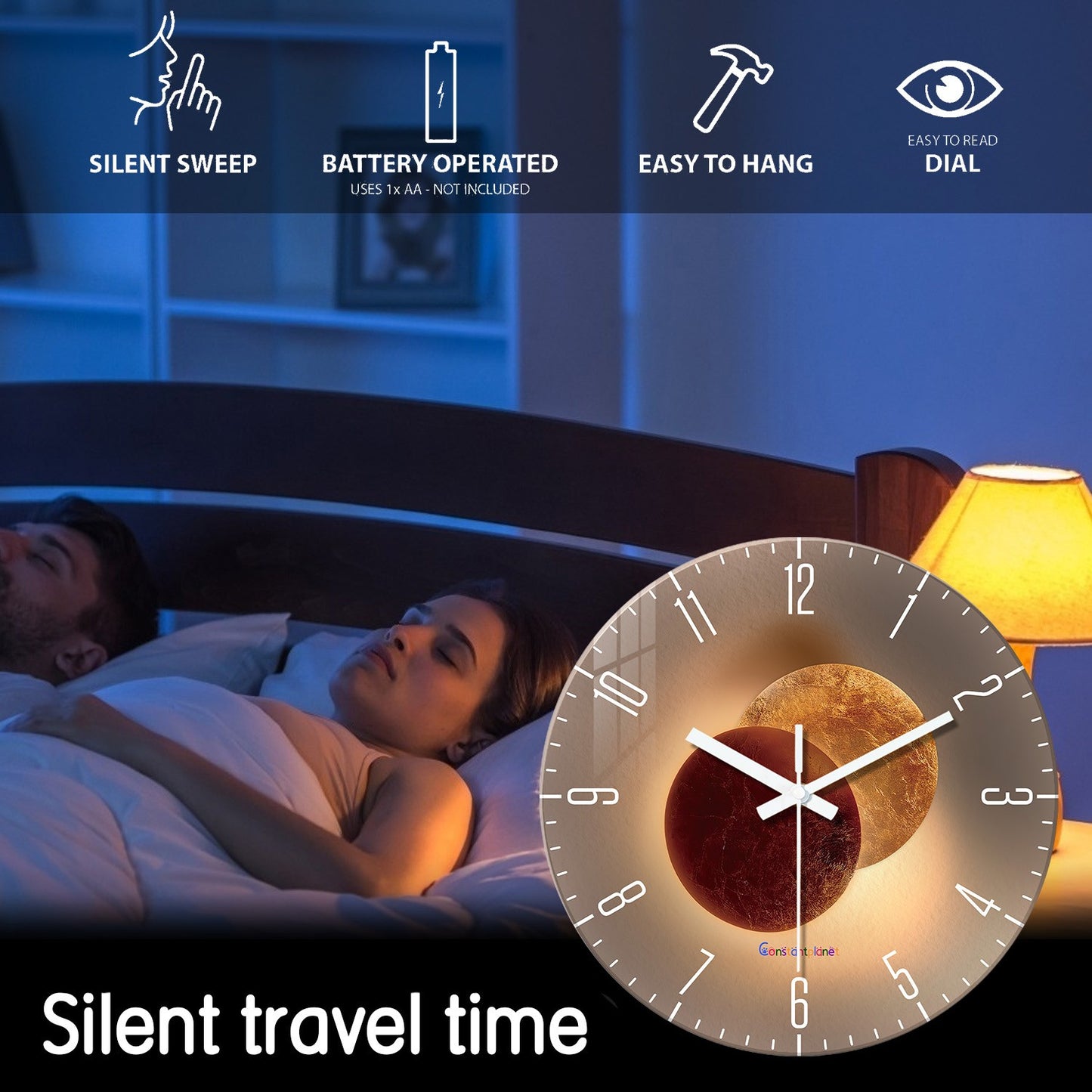 Light Luxury Shadow Pattern Tempered Glass Wall Clock for Living Room, Bedroom, Kitchen, Home Decoration, Silent Quartz Clock, Holiday Gift, 12 Inches, 14 Inches 16inch (Battery Not Included)