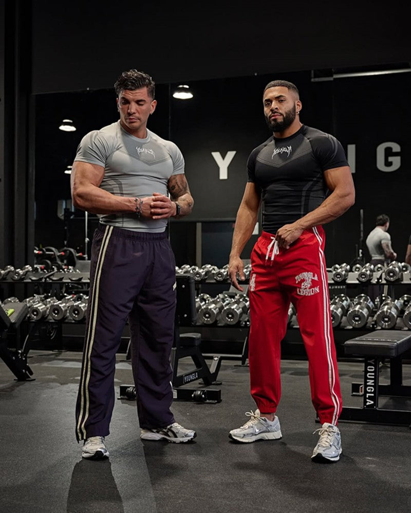New YOUNG LA Men's Fitness Sports T-shirt Tights Men High Elastic Training Clothing Short Sleeve Tops Fitness Thirts For Men