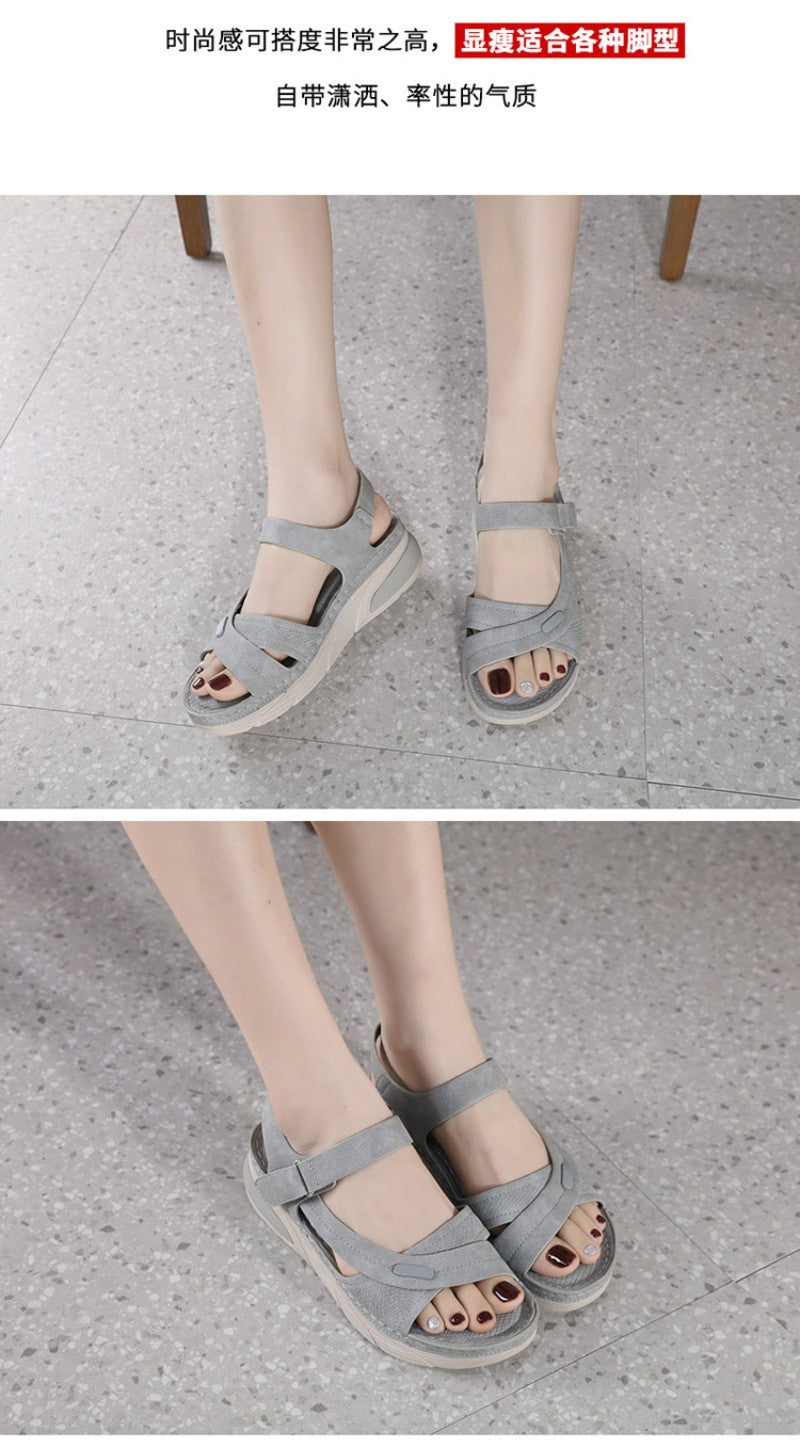 Sandal Lightweight Casual Sporty Comfortable Thick-Soled Velcro Versatile Fashion Trend Breathable National Style Wear-Resistant