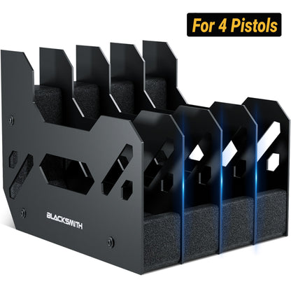 Suporte para Pistolas e Revólveres Blacksmith com 4/5/6 Compartimentos - Organizador de Armazenamento Doméstico para Economia de Espaço