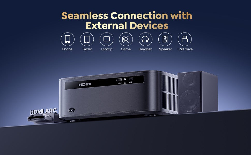 Projetor FHD 1080P Bluetooth WiFi Netflix Oficial e Foco Automático AI 1500 ANSI 30000 lúmens Suporte a 4K com Foco Automático