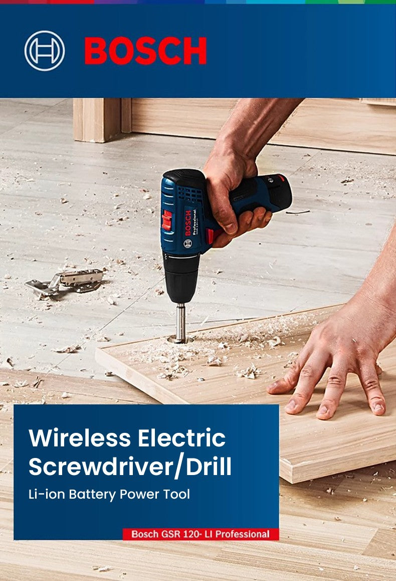 Furadeira Elétrica Bosch GSR120 Li 12V Parafusadeira Sem Fio Profissional Furadeira de Impacto Recarregável Ferramentas Elétricas Multifuncionais