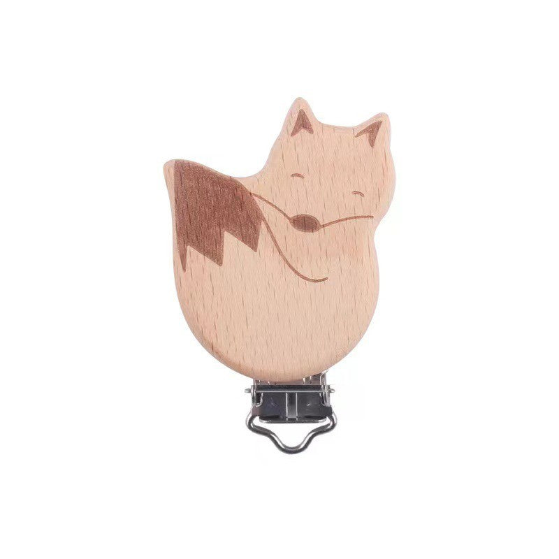 5Pcs/Sets Baby Pacifier Clips BPA Free Cute Modelling Beech Pacifier Clip Baby DIY Cartoon Animal Wooden Log Nipple Chain Holder