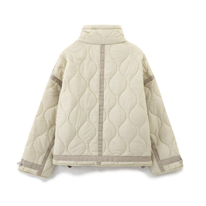 TRAF Women 2024 Autumn and Winter New Fashion Loose Cotton Jacket Short Coat Chic Long Sleeve Thin Cotton Clothes Outerwear Muje