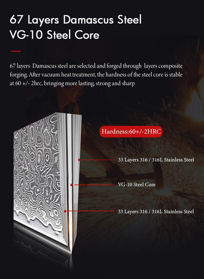 TURWHO Hand Forged Japanese Kitchen Knives Damascus Chef Knife High Carbon VG10 Steel Santoku Nakiri Bread Utility Handmad Knife
