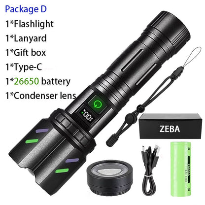 Ultra Powerful Windproof Fire Starting Flashlight Rechargeable High Power Torch Focused Light Source Can Light A Flame Lantern