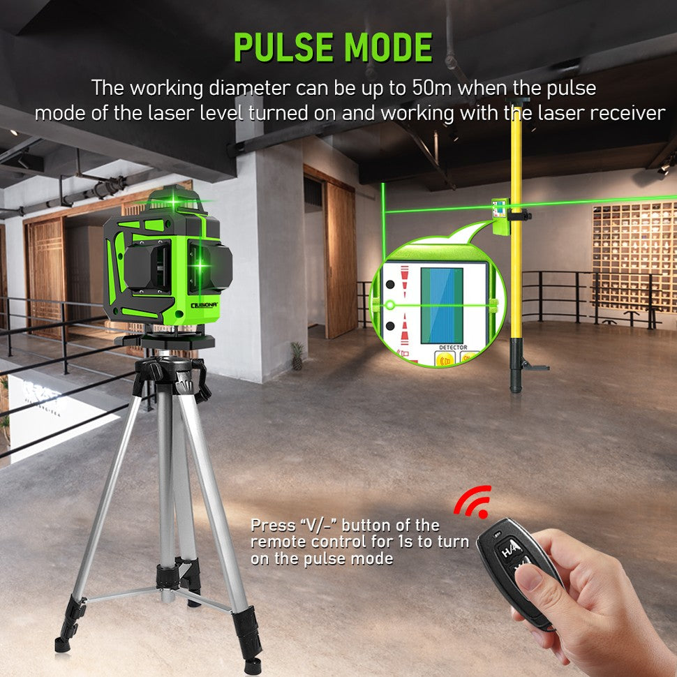 Nível a Laser Clubiona 16/12 Linhas linha verde Autonivelante 360 Horizontal e Vertical Nível a Laser de Feixe Verde Super Potente