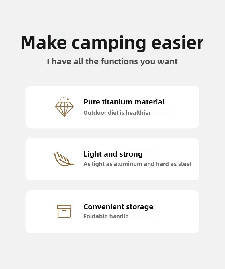 Titanium Outdoor Pot Set Picnic Camping Set Tableware Foldable Lightweight Portable Soup Pot Cooking Pot Set