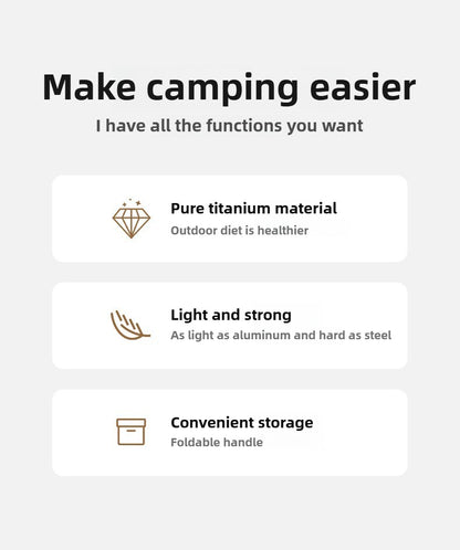 Titanium Outdoor Pot Set Picnic Camping Set Tableware Foldable Lightweight Portable Soup Pot Cooking Pot Set