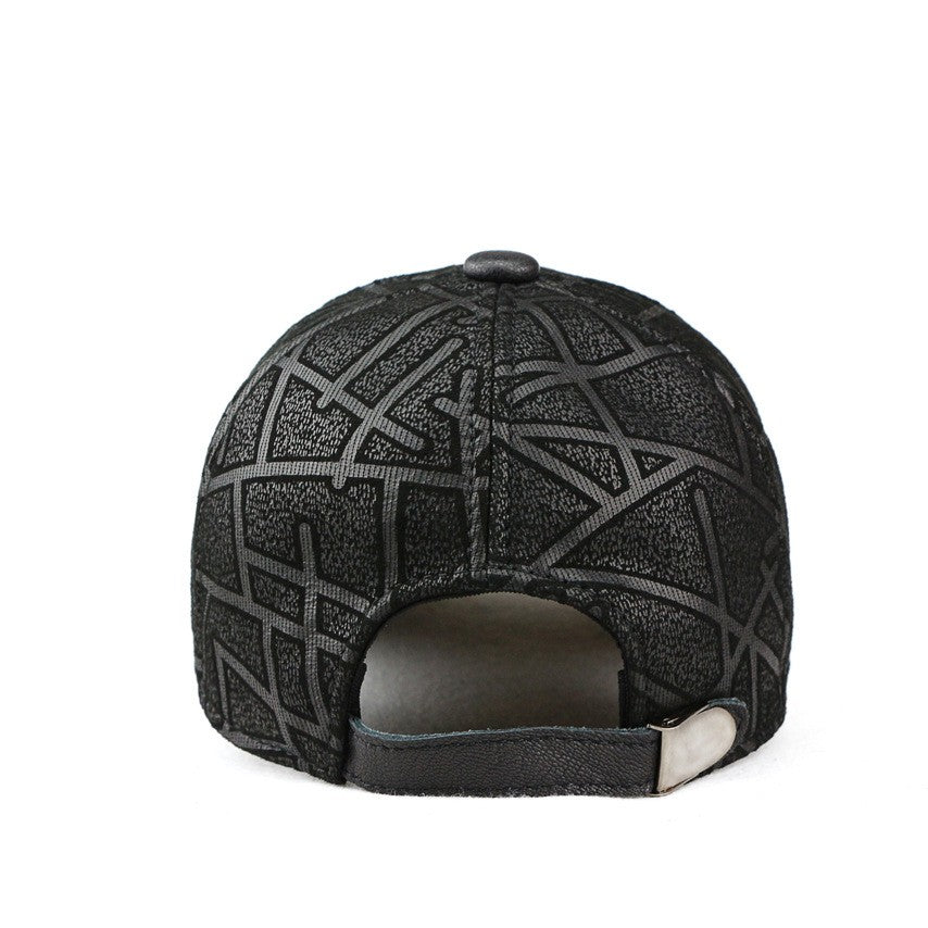 Classic Genuine Sheep Leather Baseball Cap for Men Adjustable Lightweight Breathable for Spring/Autumn