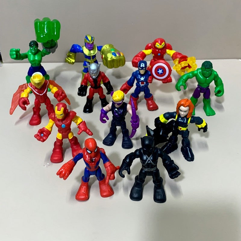 Playskool Marvel Super Hero Adventures The Power Up Squad Thanos Homem de Ferro Viúva Negra Hulkbuster Gavião Arqueiro Pantera Negra Bonecos