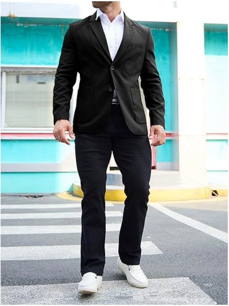 Men's Jacket Thin New Smart Casual Suit Suede Slim Jacket with Lining Single Breasted Coat European Size M-XXL