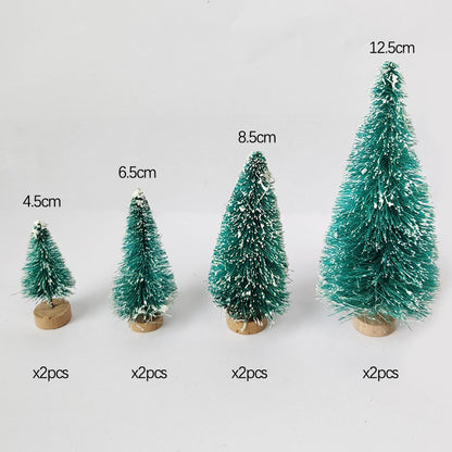 5/8pcs Mini Christmas Trees Small Artificial Christmas Tree Ornament Cedar Pine Sisal Tabletop Merry Christmas Party Decoration